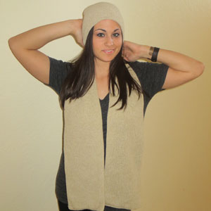 Textured Scarf and Beanie Set